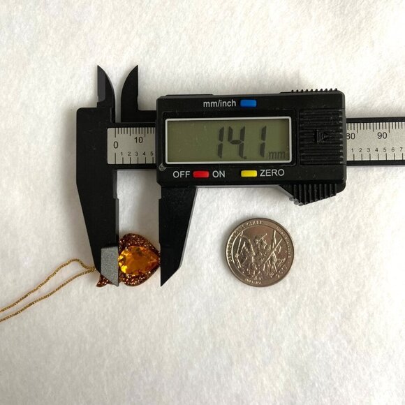 Gold Vermeil Sterling Silver 925 Brown Orange Rhinestone Owl Pendant Necklace - Picture 14 of 16